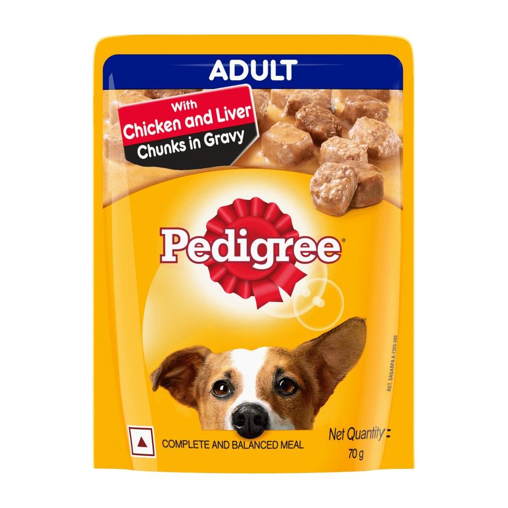 Pedigree Pedigree Chicken & Liver Chunks in Gravy Adult Wet Dog Food, 70 g